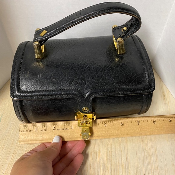 Vintage Collentz Barrel Purse • Black Leather • One Strap • Small - Picture 5 of 13
